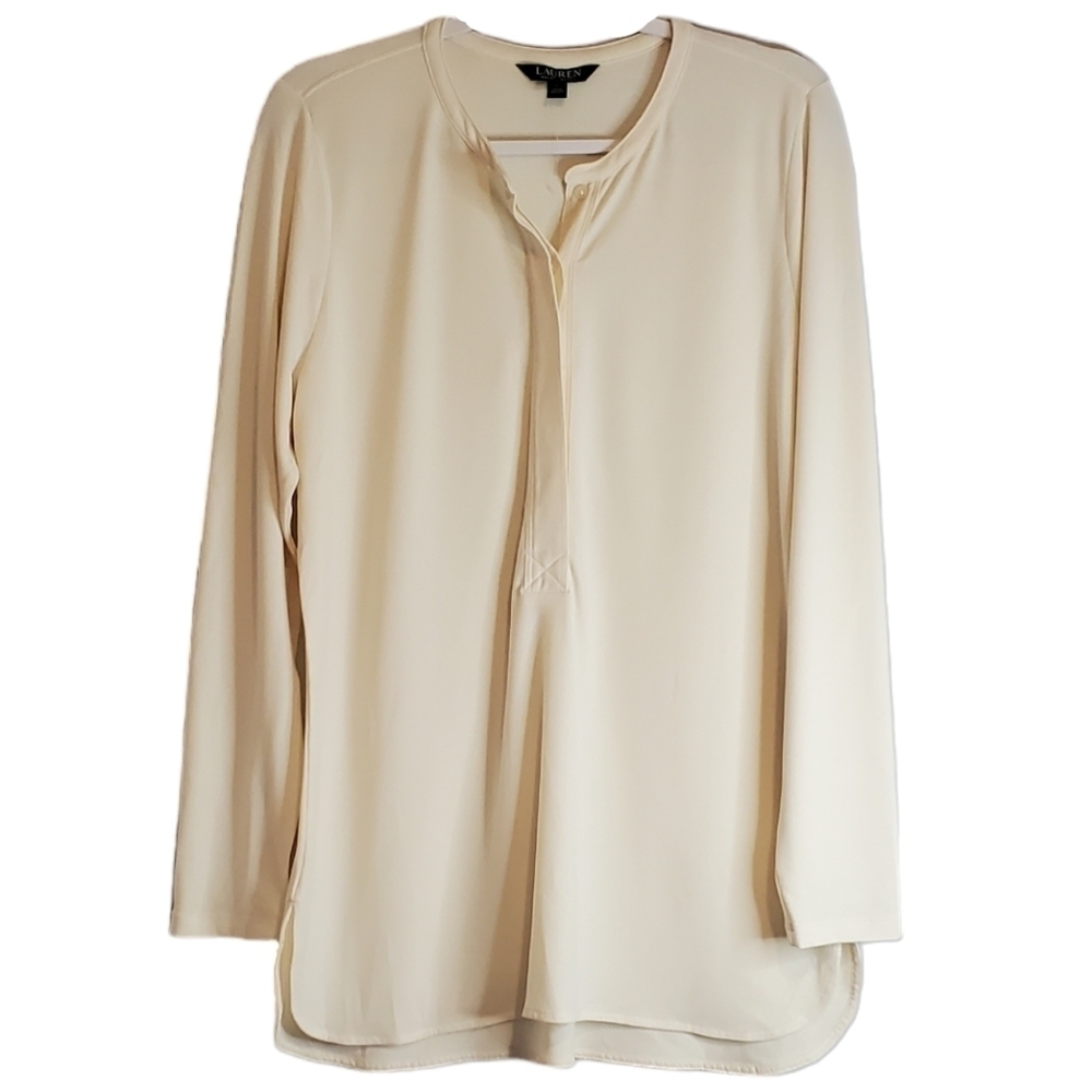 Lauren Ralph Lauren ivory tunic top long sleeve Size L